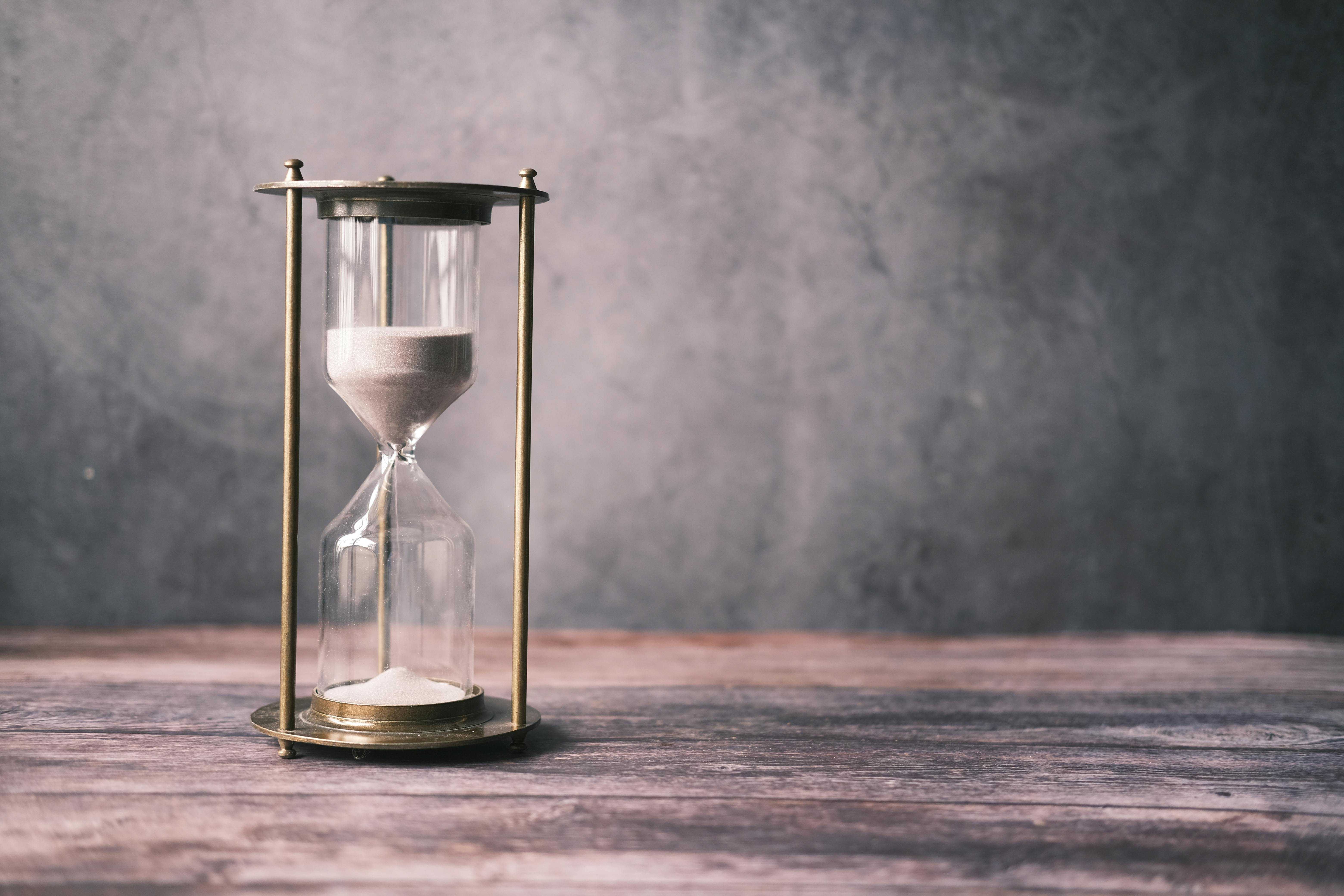 A sand hourglass in use