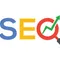 The word SEO in blue, yellow and red, with the O being a graph